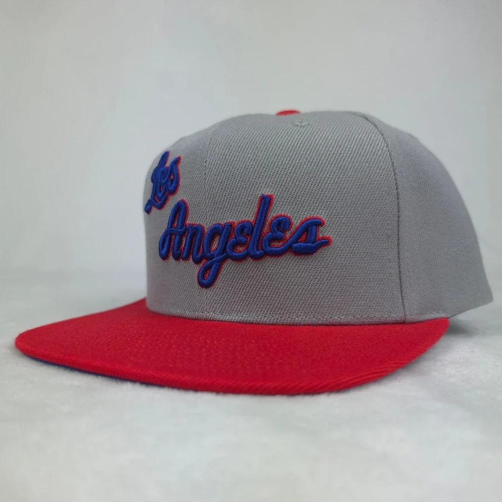 LA Lakers Mitchell & Ness NBA Snapback‎ Hat Cap 3D Logo Gray Red New